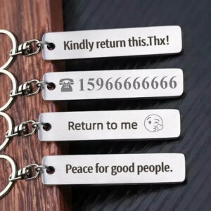 personalized engravable stainless steel car keychain (rectangular strip)