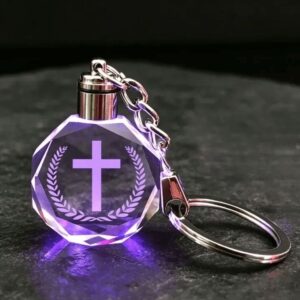 Christian Cross Crystal Led Keychain