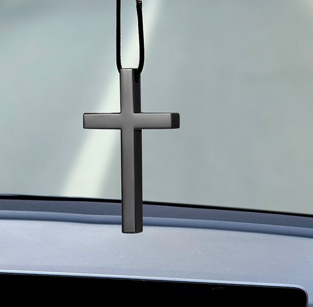 Cross Hanging Ornaments for Rear View Mirror, Metal Car Charm