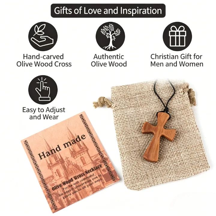 It is a Wooden Cross Necklace Adjustable, Gift Wooden Cross