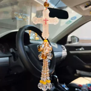 Cross Hanging Ornaments for Rear View Mirror (jade imitation)