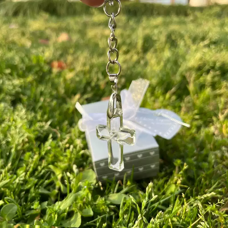 Explore our Clear Cross Keychain, perfect Christian gift with a beautiful gift box included for loved ones.