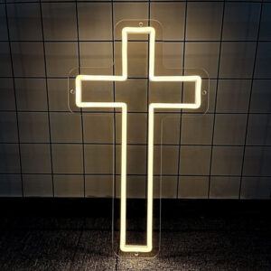 LED Cross Neon Sign, LED Wall Decor, Handmade Home Accent, Spiritual Light